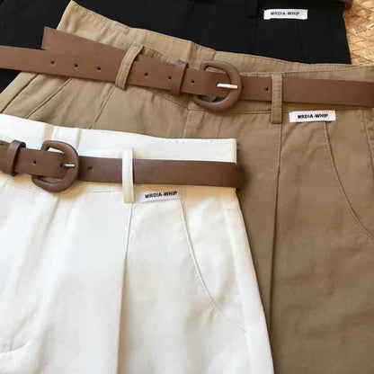 Womens Relaxed Versatile High-waisted Workwear Wide-leg Pants