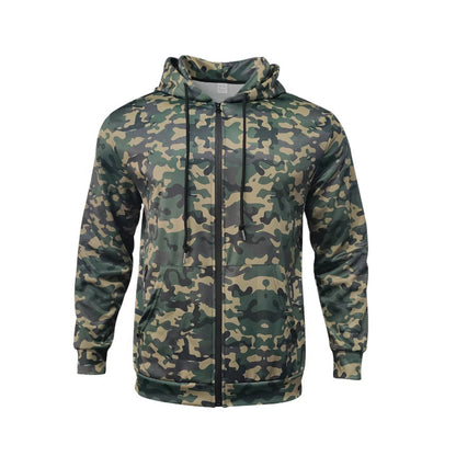 Men's Camo Hooded Cardigan Jacket – Cotton-Lined | XS–4XL