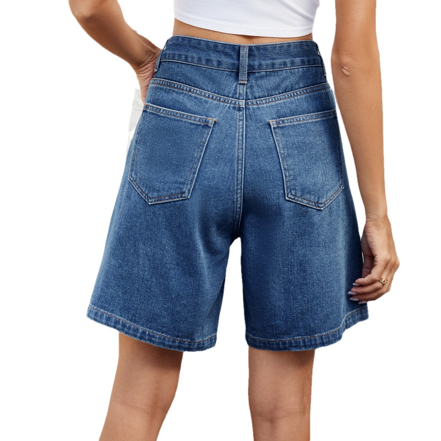 Women's Mid-Waist Denim Shorts | Adjustable Waist | 4 Colours