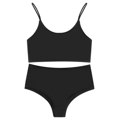 Seamless Vest Bra and Shorts Set | Black & Blue | XS-L