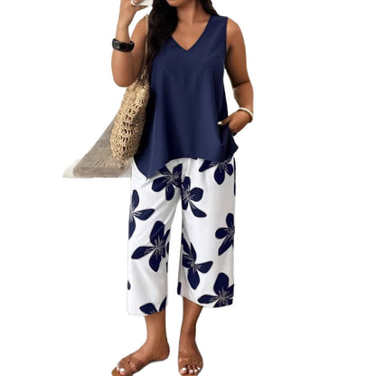 Women's Sleeveless Vest and Cropped Pants Co-ord Set