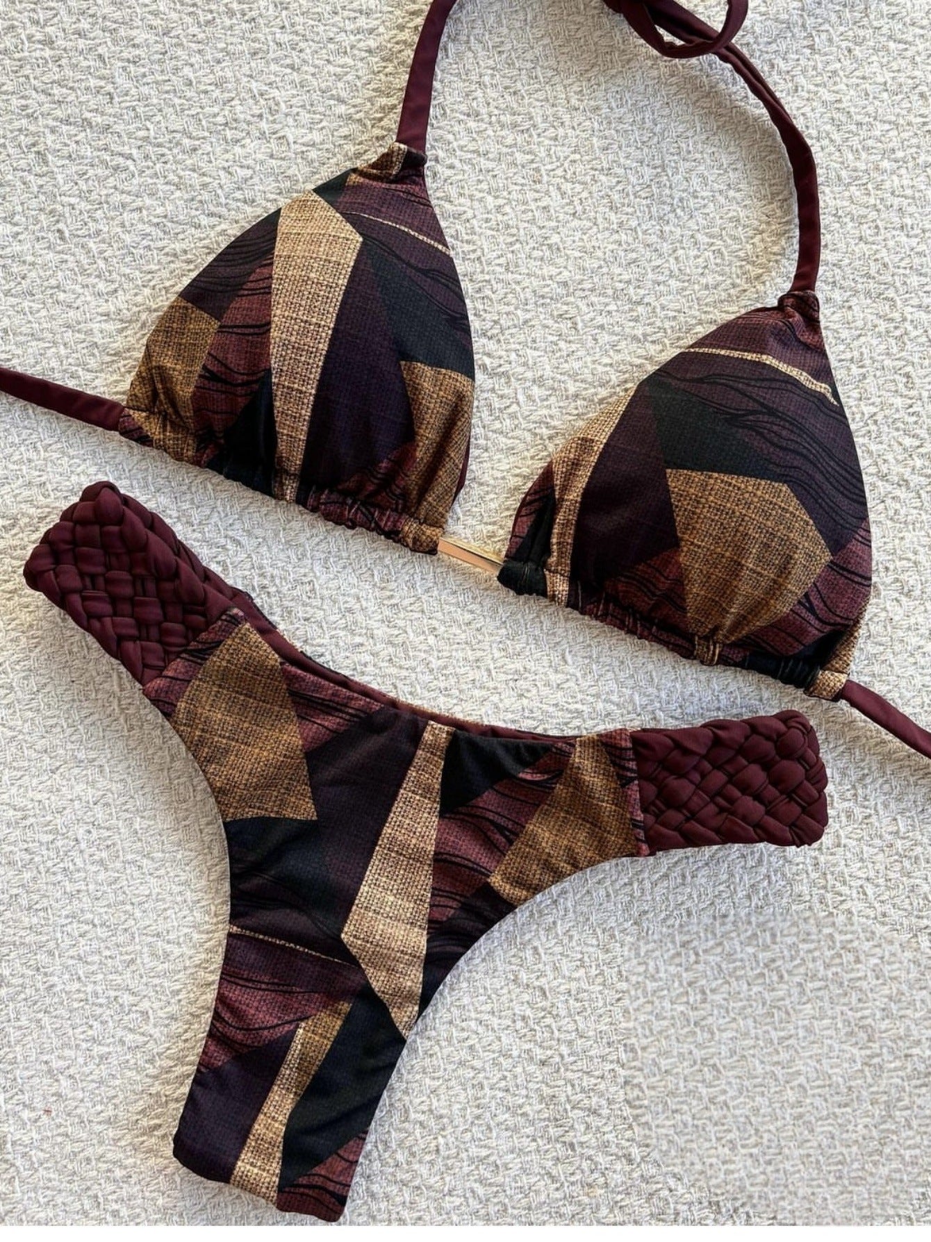 Women's Braided Rope Detail Bikini | Two-Piece Nylon Swimsuit | S–L