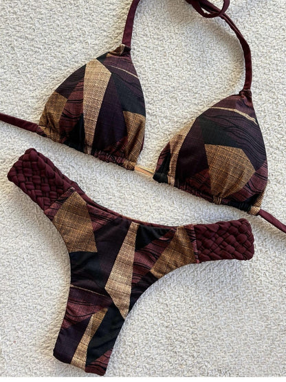 Women's Braided Rope Detail Bikini | Two-Piece Nylon Swimsuit | S–L