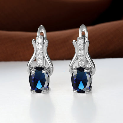 Oval Crystal Ear Clips | Champagne Gold & Platinum Copper Earrings for Women