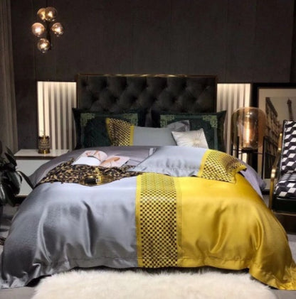 Jacquard & Satin Cotton Bedding Set 4 Piece | 15 Patterns 2 Sizes