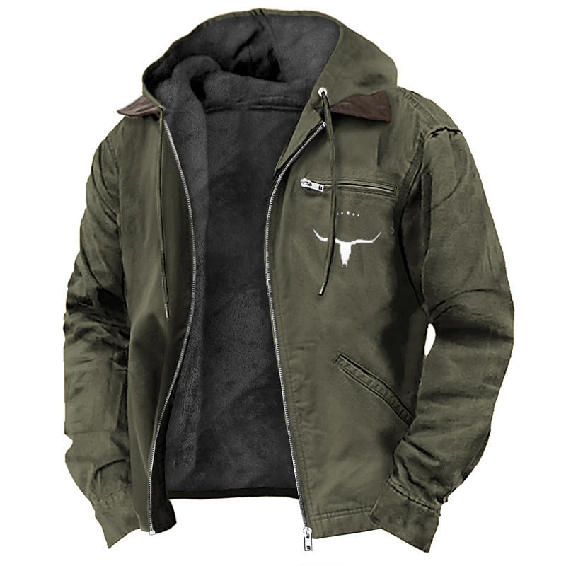 Men's Graphic Print Long Hooded Coat – Relaxed Fit | S–3XL