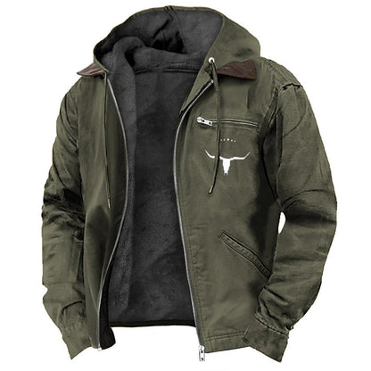 Men's Graphic Print Long Hooded Coat – Relaxed Fit | S–3XL