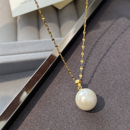 Pearl Clavicle Chain Necklace | Real Gold Plated Minimalist Pearl Necklace for Women