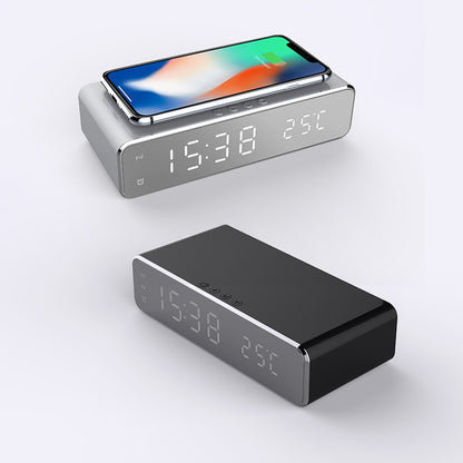 LED Digital Alarm Clock with Wireless Charger | Desktop Clock with Thermometer
