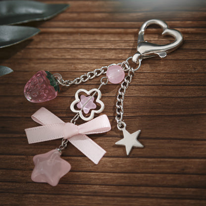 Strawberry & Fruit Charm Keychain | Cute Gift