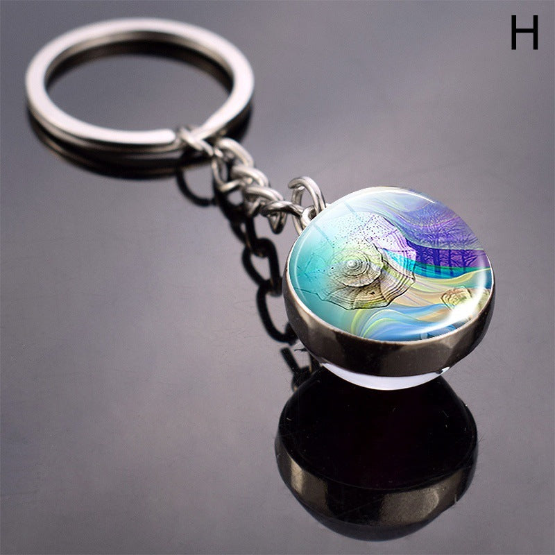 Double-Sided Glass Ball Keyring | Nature & Animal Designs