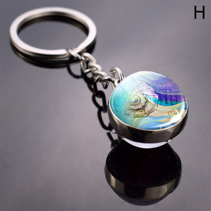 Double-Sided Glass Ball Keyring | Nature & Animal Designs