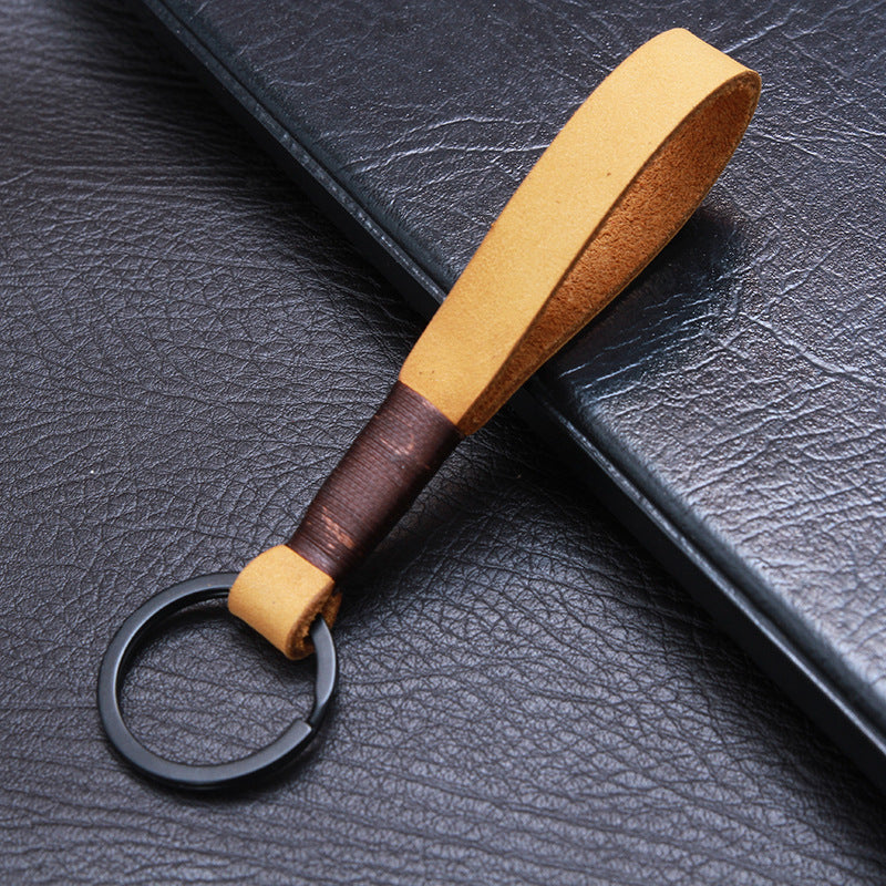 Genuine Cowhide Leather Keychain | Minimalist Skin-Grain Strap | 7 Colours