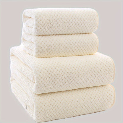 Coral Fleece 4-Piece Bath Towel Set | 8 Bold Colours | Soft & Absorbent