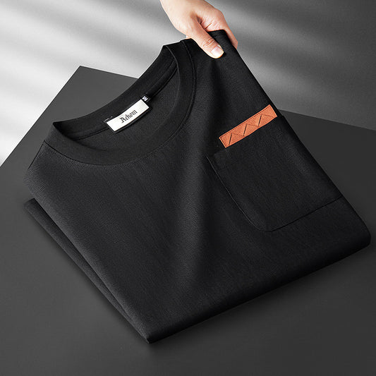 Men's Ice Silk Linen Blend T-Shirt | Lightweight Short Sleeve