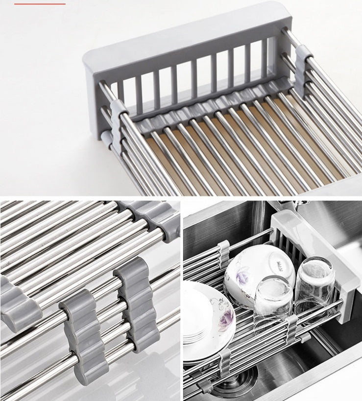 Stainless Steel Sink Drain Rack – Over-Sink Drainer Basket