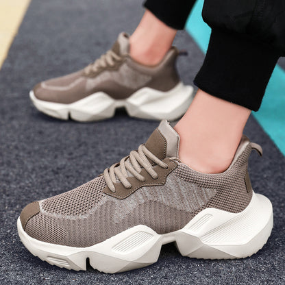 Men's PU Casual Running Shoes | Sports Trainers | Black & Khaki | EU 39-45
