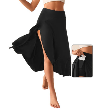 Women's Asymmetric Ruffle Trim Maxi Skirt