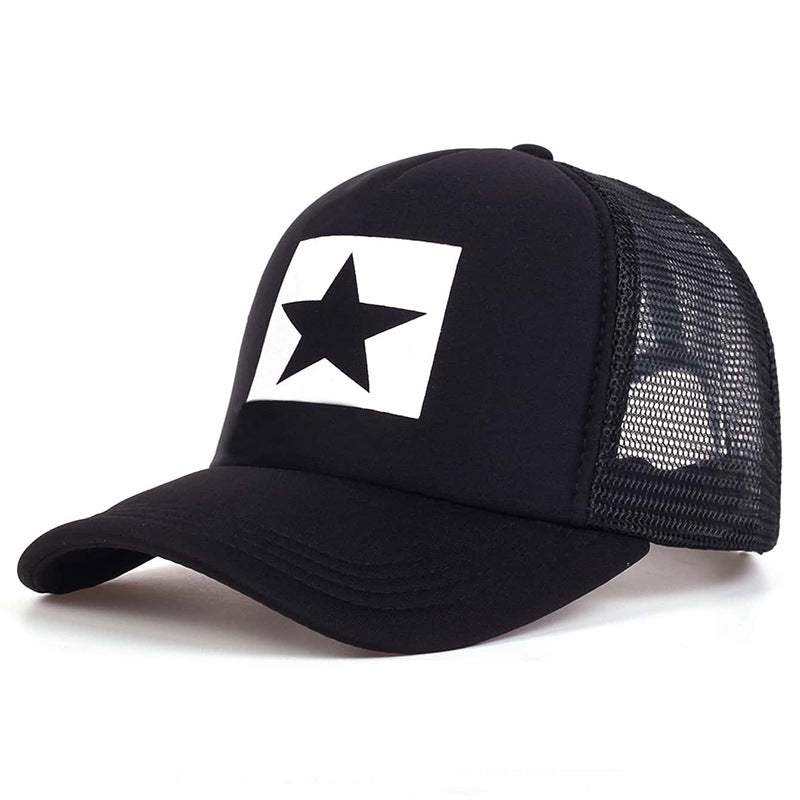 Five-Star Print Baseball Cap - Hip Hop Adjustable Unisex