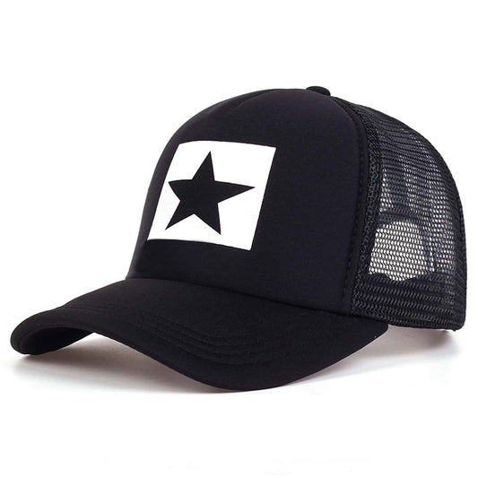 Five-Star Print Baseball Cap - Hip Hop Adjustable Unisex