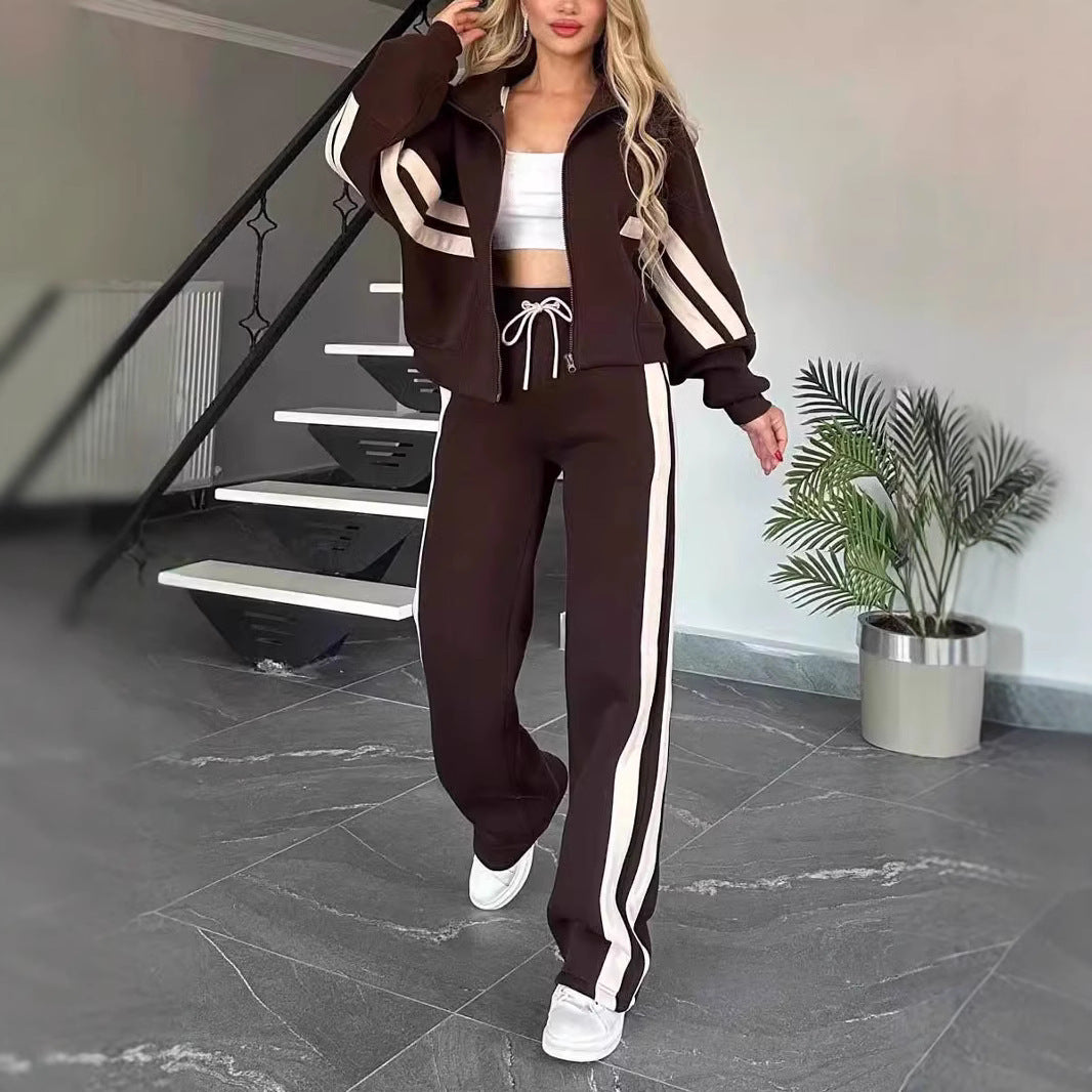 Women's Striped Zip Jacket & Trouser Co-ord Set | S-5XL | 5 Colours