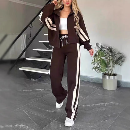 Women's Striped Zip Jacket & Trouser Co-ord Set | S-5XL | 5 Colours