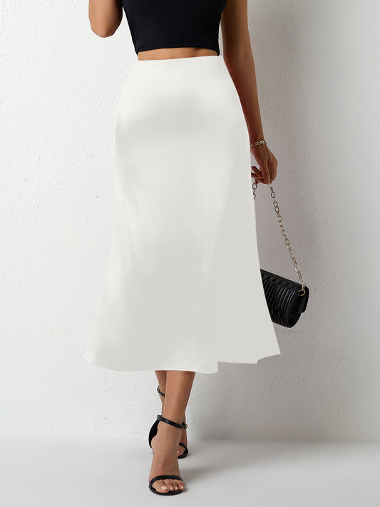 Women's Satin Patchwork Mermaid Midi Skirt