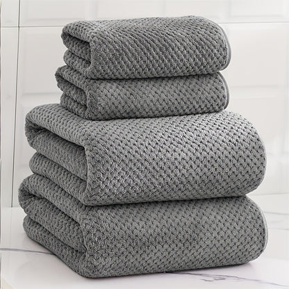 Coral Fleece 4-Piece Bath Towel Set | 8 Bold Colours | Soft & Absorbent
