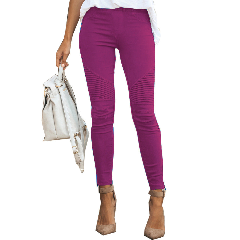 Women's Low-Rise Slim-Fit Cotton Stretch Trousers | 10 Colours | S-5XL