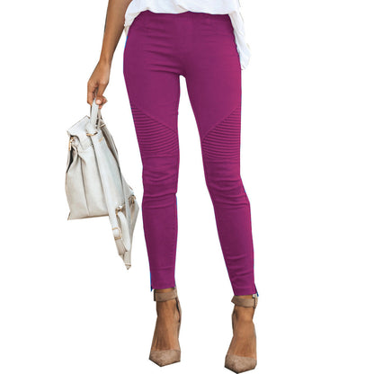 Women's Low-Rise Slim-Fit Cotton Stretch Trousers | 10 Colours | S-5XL