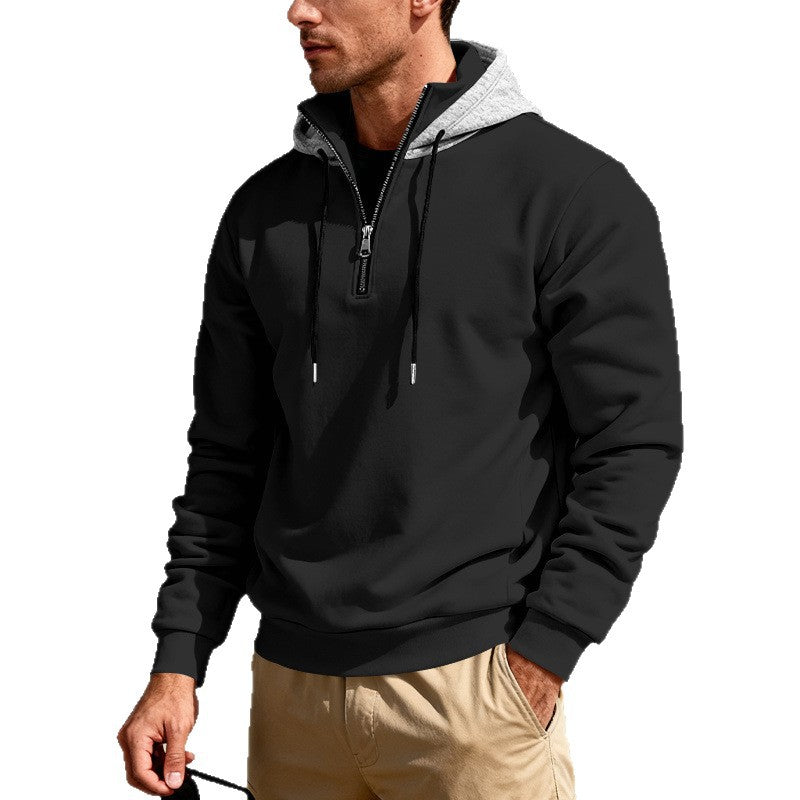 Men's Stand Collar Fleece-Lined Hoodie – Loose Fit Pullover | 8 Colours | Sizes S–3XL