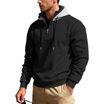 Men's Stand Collar Fleece-Lined Hoodie – Loose Fit Pullover | 8 Colours | Sizes S–3XL