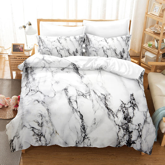Marble Print Brushed Microfibre Duvet Cover Set | 12 Sizes