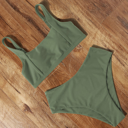Women's High-Waist Bikini Set – 22 Colours, Bra & Shorts