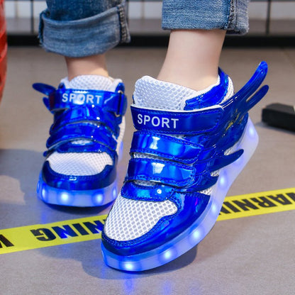 Light-Up Glitter Trainers – USB Rechargeable, EU 24–47