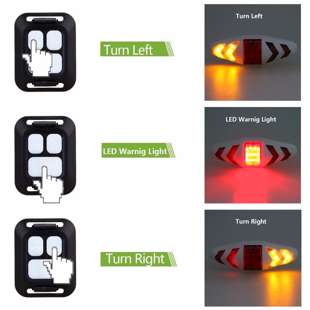 Wireless Remote Control Bicycle Tail Light – LED Turn Indicators & Red Tail Light