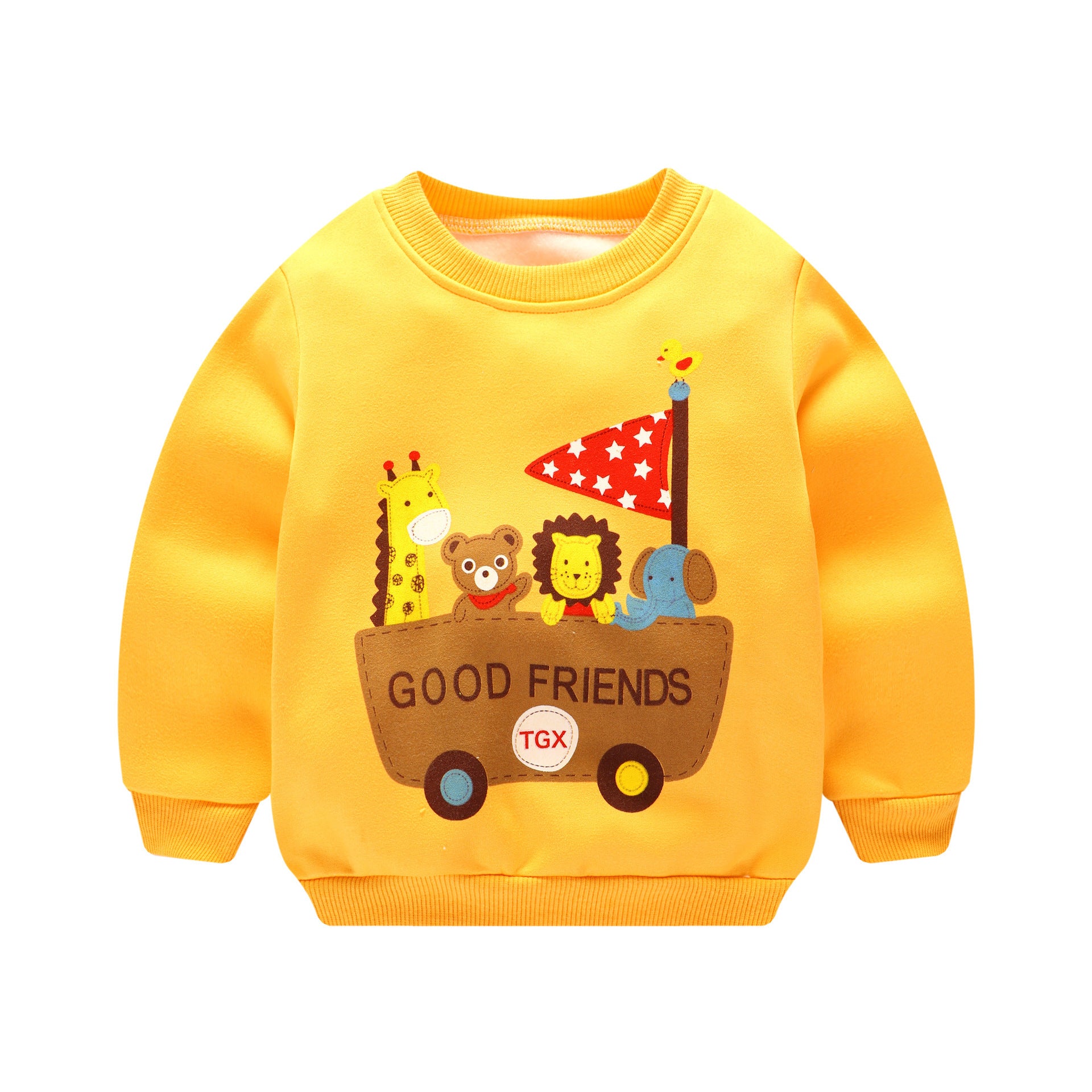 Kids Fleece-Lined Cartoon Print Sweatshirt | Unisex Winter Jumper