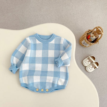 Baby Boys Cotton Knit Crew Neck Pullover | Soft Knitwear