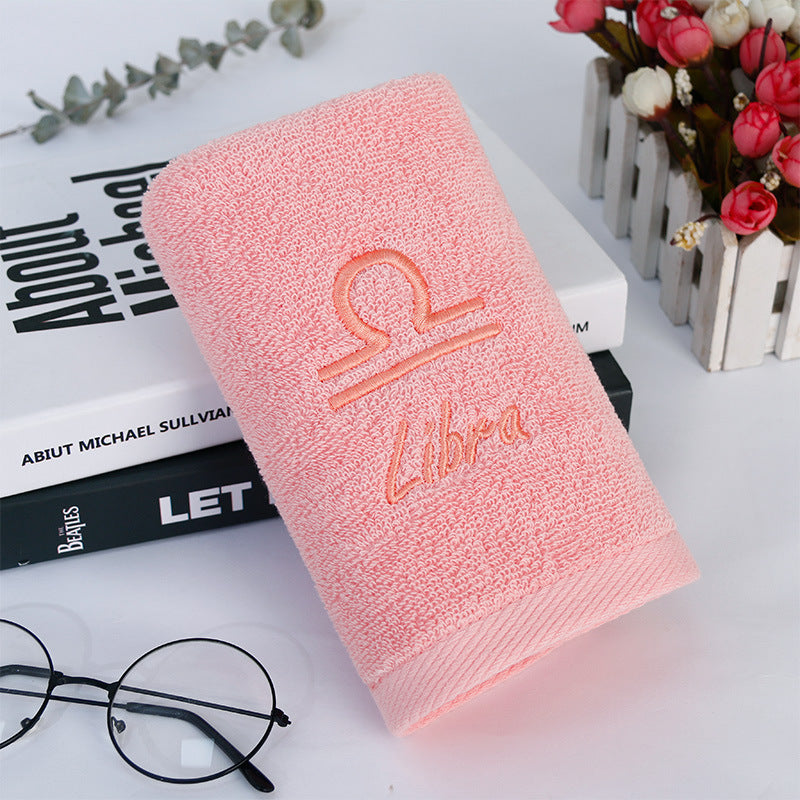 Zodiac Constellation Embroidered Cotton Towel | All 12 Star Signs | 2 Sizes
