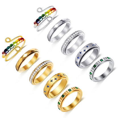 Diamond-Encrusted Stainless Steel Ring | Real Gold Plated Unisex Ring