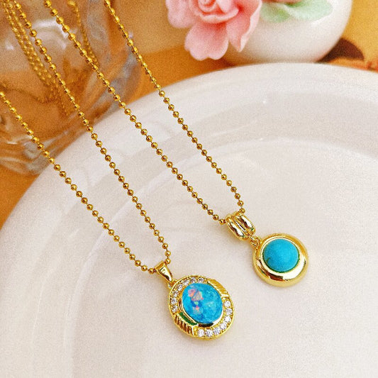 Women's 18K Gold-Plated Bead Chain Necklace | Geometric Starry Sky