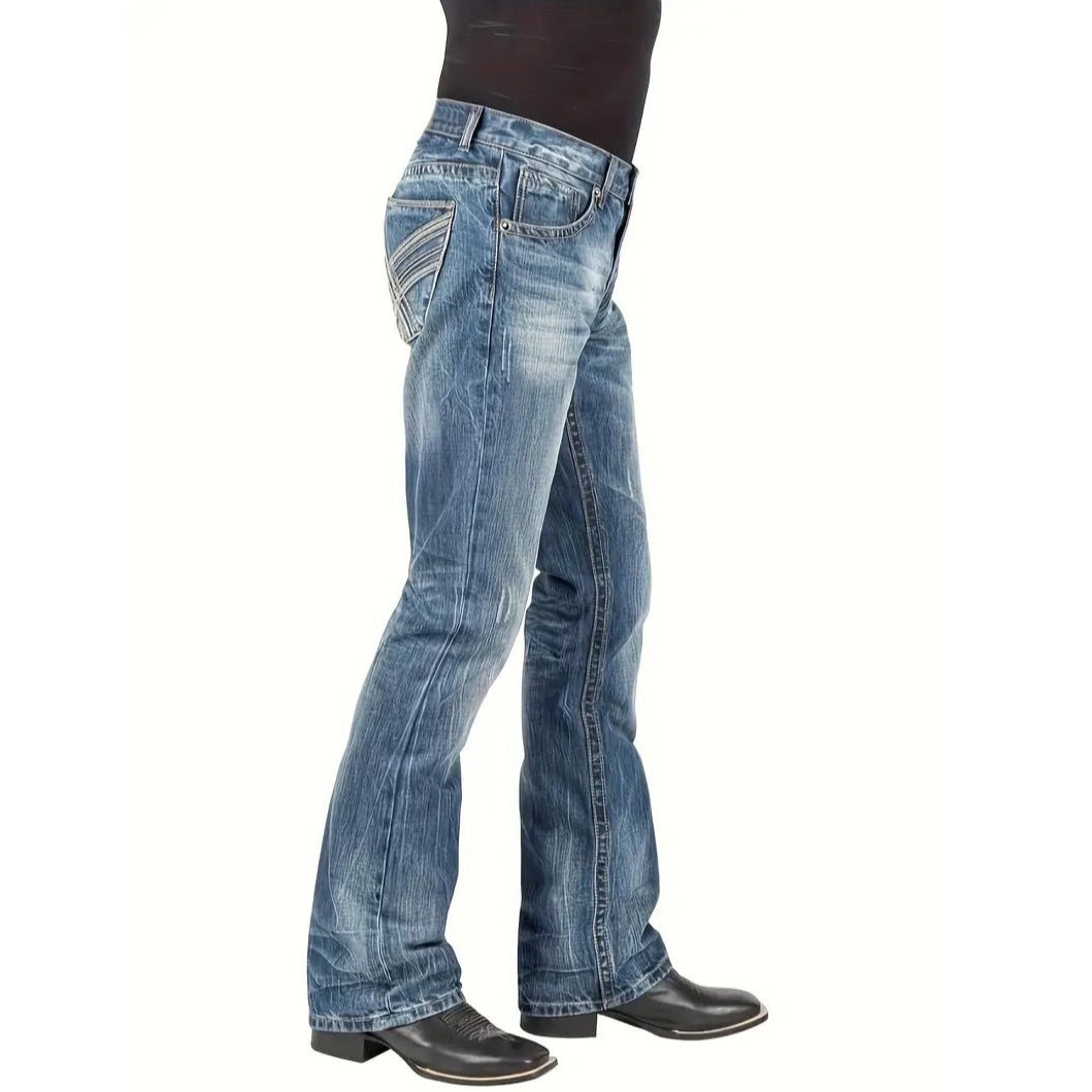 Men's Street-Style Straight-Leg Denim Jeans – Classic Blue, S–2XL