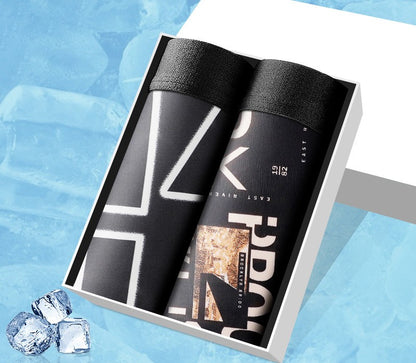 Men's Ice Silk Two-Tone Sport Boxer Shorts