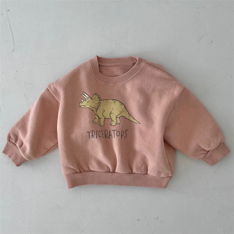 Kids Dinosaur Fleece Pullover Sweater – Soft Cotton Top