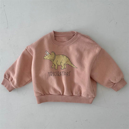 Kids Dinosaur Fleece Pullover Sweater – Soft Cotton Top