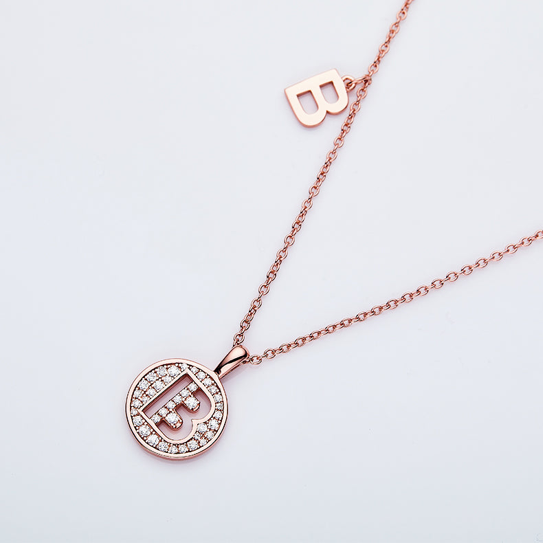S925 Silver Moissanite Letter B Necklace | GRA Certified
