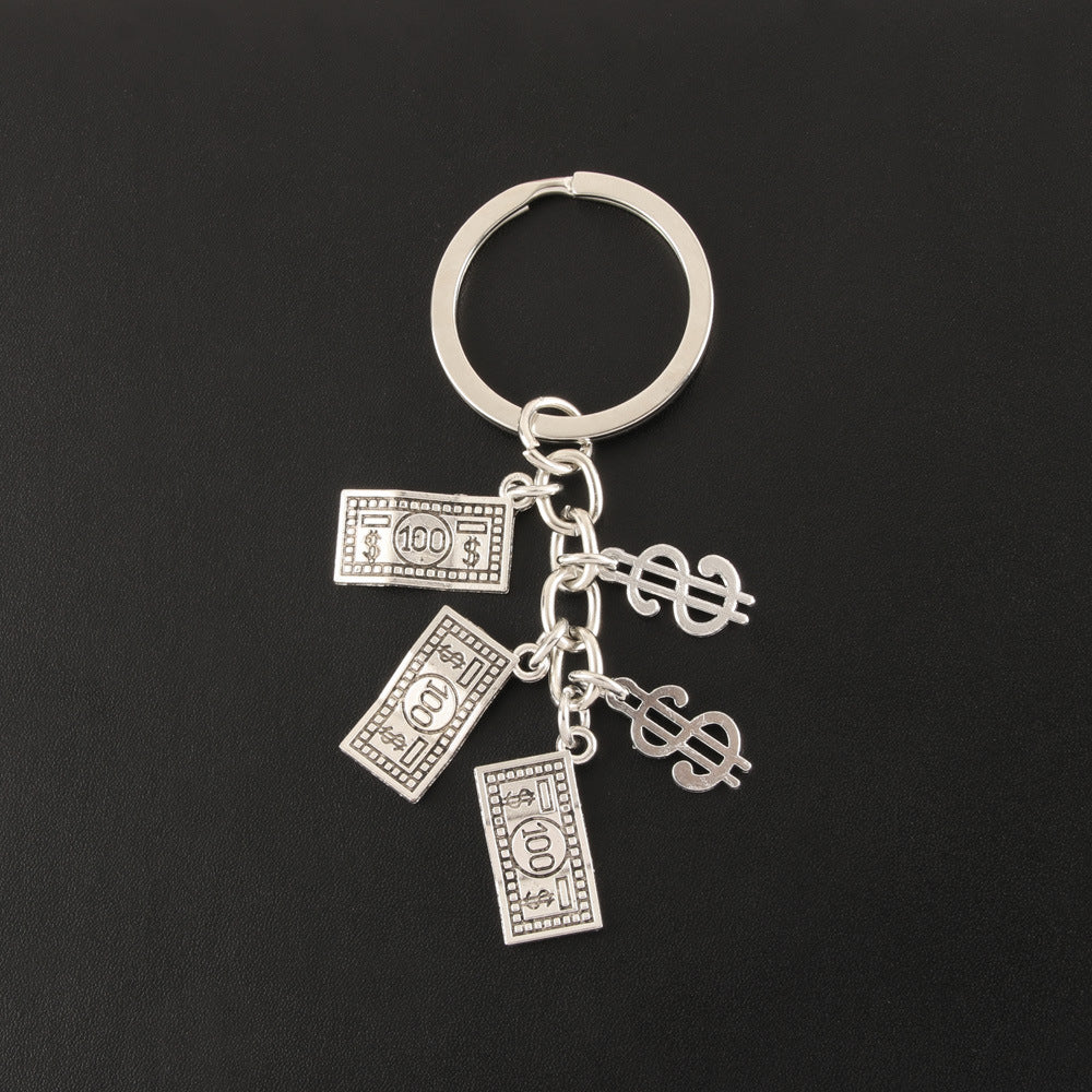 Money Theme Alloy Keychain | Dollar, Abacus & Money Tree Charm