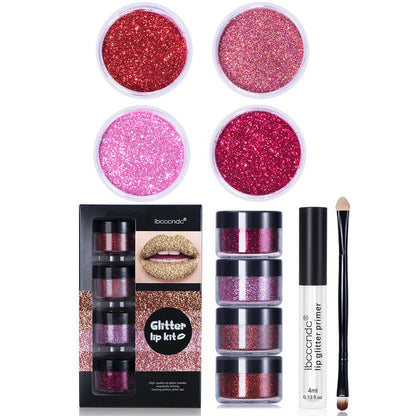 Glitter Lip Gloss Kit with Primer & Applicator