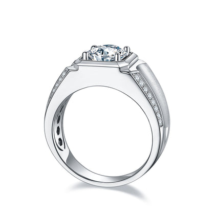 Men's Moissanite 925 Sterling Silver Platinum-Plated Ring | 1, 2 & 3 Carat | GRA Certified