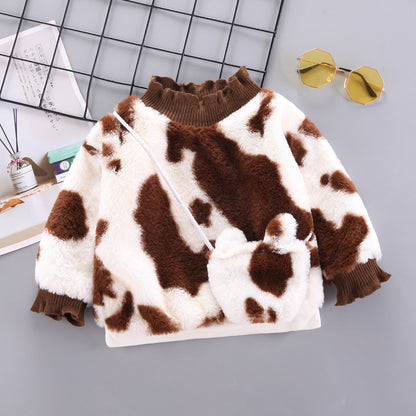 Girls Plush Fleece Sweatshirt – Soft Cotton Kids Pullover